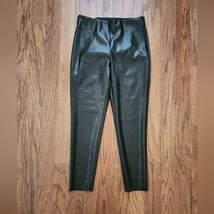 Zara Women’s Faux Leather Reptile Hi-Rise Black Size Large Legging NEW